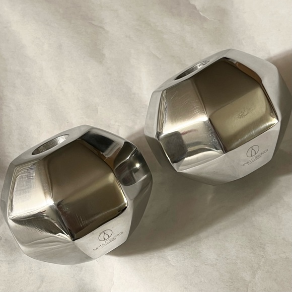 Nima Oberoi Lunares Candlestick Holders Silvertone - Picture 2 of 12